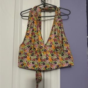 SHEIN💐Floral Tie Halter Top